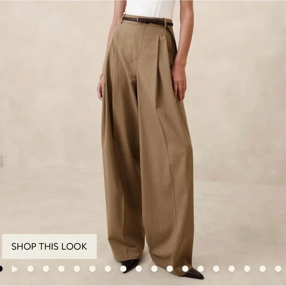 Banana Republic Siena Wide-Leg Italian Wool Pant in Camel - Picture 1 of 4